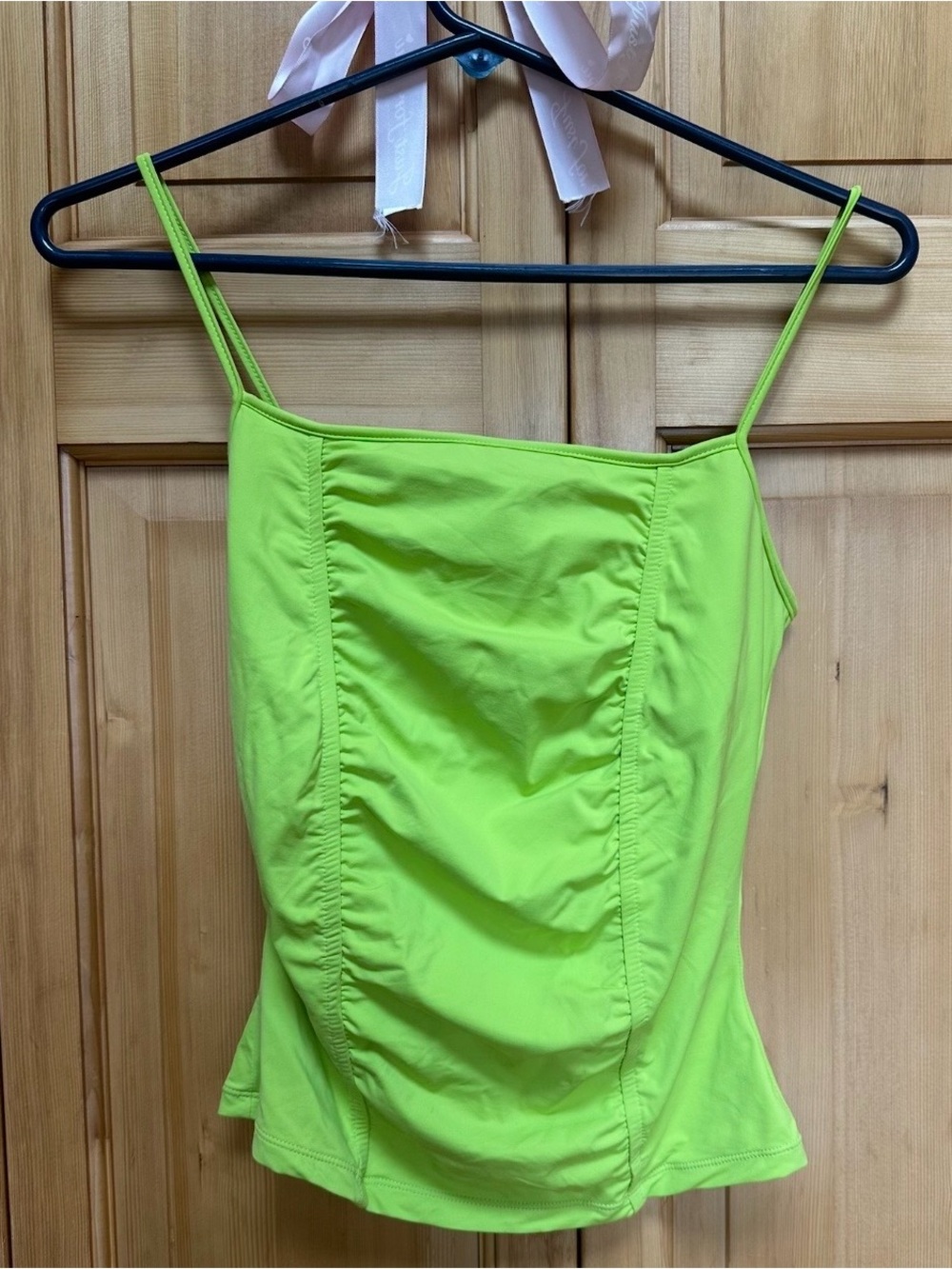 Vintage Caché Neon Lime Green Ruched Camisole Size S #125